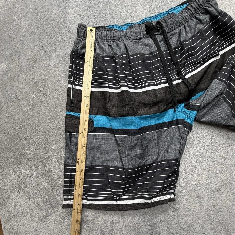 Kanu Surf Board Shorts Mens Big‎ 3X Gray Striped Built-In Brief Drawstring Lined